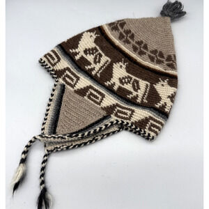 Peruvian Connection 100% Alpaca Beanie Hat Ear Flaps Winter Peru Chulla Soft